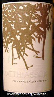 Mattiasson Napa Valley Red Wine 2003 label