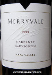 Merryvale Napa Valley Cabernet Sauvignon 1999 label