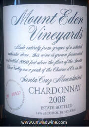 Mount Eden Vineyards Santa Cruz Mtn Chardonnay 2008