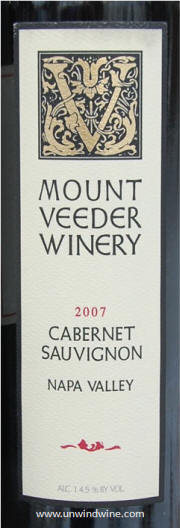 Mt Veeder Winery Napa Valley Cabernet Sauvignon 2007