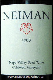 Neiman Cellars Caldwell Vineyard Red Wine 1999 label