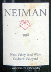 Neiman Napa Valley Caldwell Vineyard Red Wine 1998