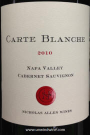 Carte Blanche Nicholas Allen Wines Napa Valley Cabernet Sauvignon 2010