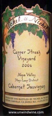 Nickel & Nickel Napa Valley Copper Streak Vineyard cabernet sauvignon 2006