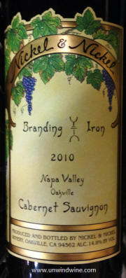 Nickel & Nickel Branding Iron Vineyard Napa Valley Cabernet Sauvignon 2010 Label