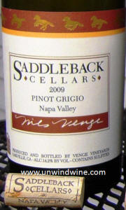 Nils Venge Saddleback Cellars Pinot Grigio 2009