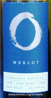 O'Brien Estate Napa Valley Merlot 2006 Label