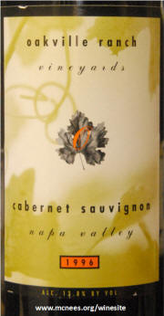 Oakville Ranch Napa Valley Cabernet Sauvignon 1996 label
