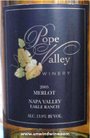 Pope Valley Winery Napa Valley Eakle Ranch Merlot 2005