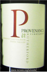 Provenance Vineyards Rutherford Napa Cabernet 2005 label