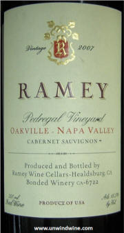 Ramey Pedregal Vineyard Napa Valley Cabernet Sauvignon 2007