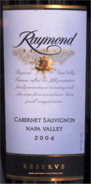 Raymond Reserve Napa Cabernet Sauvignon 2004 label
