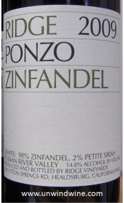Ridge Ponzo Vineyard Zinfandel 2009