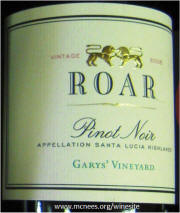 Roar Gary's Vineyard Santa Lucia Highlands Pinot Noir 2006 label