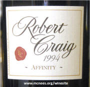 Robert Craig Affinity Napa Valley Cabernet Sauvignon 1994 label