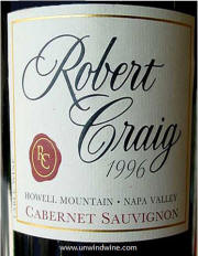 Robert Craig Howell Mtn Cabernet Sauvignon 1996