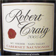 Robert Craig Mt Veeder Cabernet Sauvignon 2005 label 