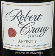 Robert Craig Napa Valley Affinity 2003 Label 