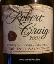 Robert Craig Howell Mtn Cabernet Sauvignon 2001 