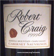 Robert Craig Howell Mtn Cabernet Sauvignon 1999