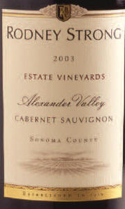 Rodney Strong Sonoma County Alexander Valley 2003 Label