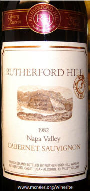 Rutherford Hill Napa Valley Cabernet Sauvignon 1982 Library Reserve