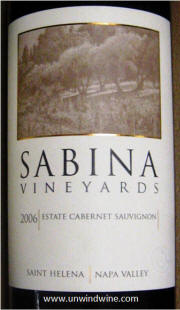 Sabina Vineyards Napa Valley Cabernet Sauvignon 2006