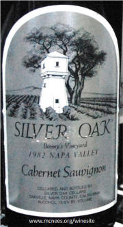 Silver Oak Bonny's Vineyard Cabernet Sauvignon 1982 Label 