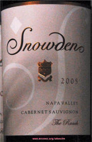 Snowden "Ranch" Napa Valley Cabernet Sauvignon 2005 label