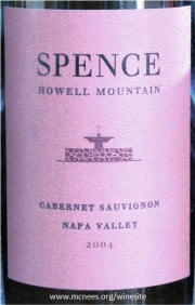 Spence Howell Mountain Napa Valley Cabernet Sauvignon 2004 Label 