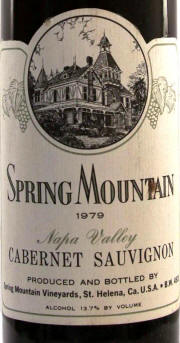 Spring Mountain Napa Valley Cabernet Sauvignon 1979