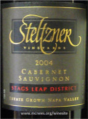 Steltzner Stags Leap District cabernet 2004 label