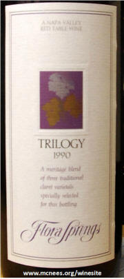 Flora Springs Trilogy Napa Valley Red Wine 1990 