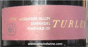 Turley Alexander Valley Vineyard 101 Zinfandel 1996