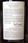 Viader Red Wine 2001 rear label