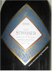 Von Strasser Napa Valley Diamond Mountain Cabernet Sauvignon 2001 Label