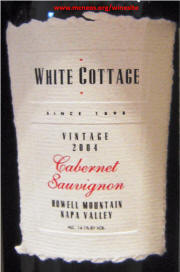 White Cottage Napa Valley Howell Mountain Cabernet Sauvignon 2004 label