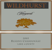Wildhurst Reserve Chardonnay 2005 Label