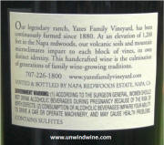 Yates Family Vineyards Napa Redwoods Estate Cabernet Sauvignon 2006 - Rear