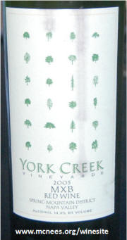 York Creek MXB 2005 label