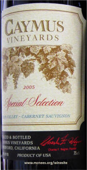 Caymus Special Select 2005 Label