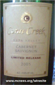 Conn Creek Napa Valley Limited Release cabernet sauvignon 2005 label