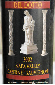 Del Dotto Napa Valley Cabernet Sauvignon 2002 Label on McNees.org/winesite
