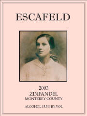 Escafeld Monterey County Zinfandel 2003