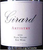 Girard Artistry 2005 Napa Valley Red Wine label