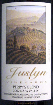 Juslyn Napa Valley Perry's Blend 2002 Label