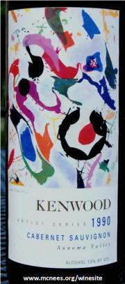 Kenwood Vineyards Artist Series Sonoma Cabernet 1990