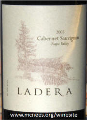 Ladera Winery Napa Valley Cabernet Sauvignon 2003 label
