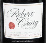 Robert Carig Mount Veeder Cabernet Sauvignon 2006 label