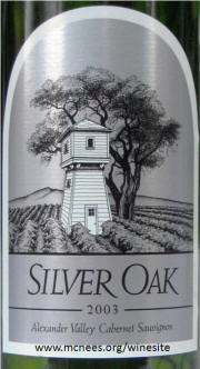 Silver Oak Alexander Valley Cabernet Sauvignon 2003 label